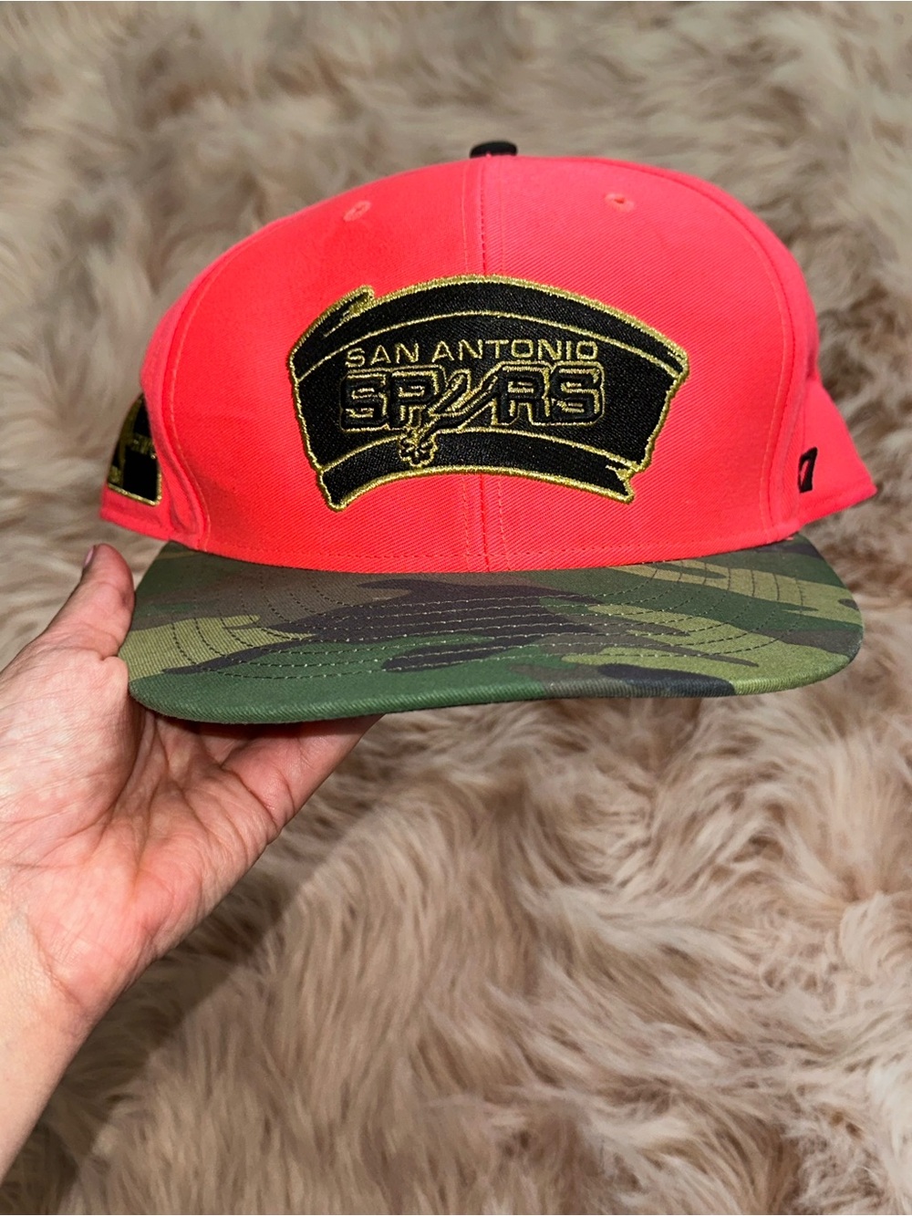Retro San Antonio Spurs Hardwood Classics Snapback hat neon camo